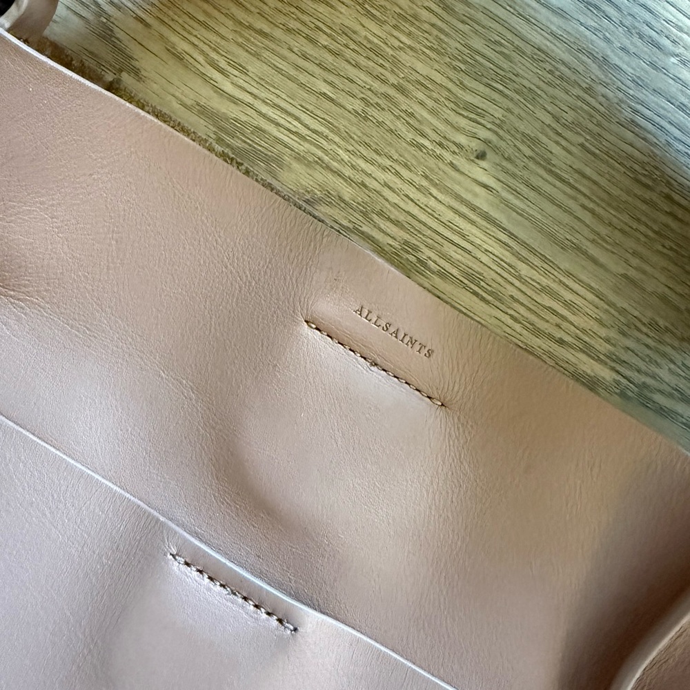 All Saints Tan captain Crossbody smooth leather bag purse - Picture 3 of 5